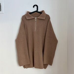 H&M // rib-knit half zip sweater
